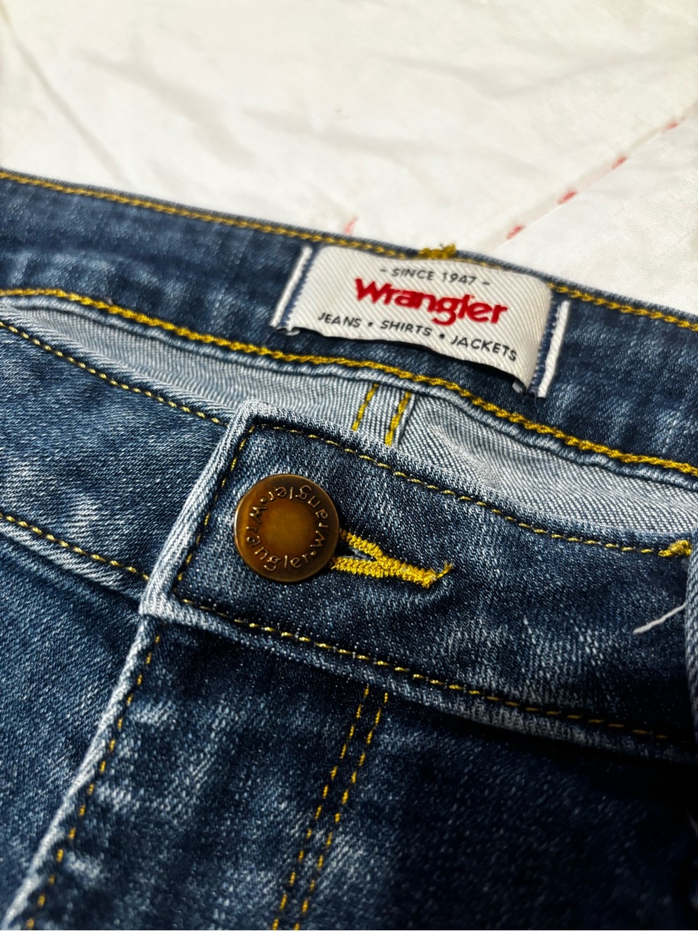 Wrangler Women's Blue Boot Cut Jeans with Yellow Stitching